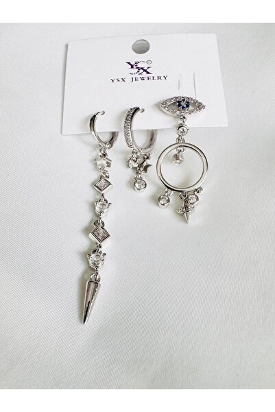 DEVİ fashion Premium Zircon Stone Evil Eye Earring Set