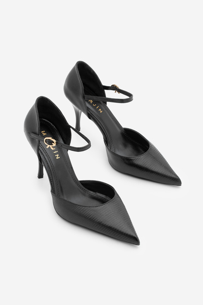 Marjin Pantofi de damă cu vârf ascuțit și curea la gleznă toc stiletto u Pelt...