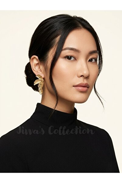Jivva's Collection Luxury Design Leaf Figured Gold Color Earrings