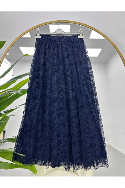 MODA VEDAT Women's Tulle Floral Embroidered Skirt -0370