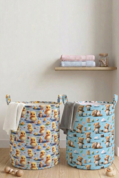 Paris Home Teddy Bear and Chick Με σχέδιο Καλάθι Παιχνιδιών για Παιδιά – Πτυσ...