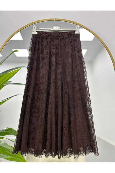 MODA VEDAT Γυναικεία φούστα Τούλι λουλουδιών Με κέντημα Με φόδρα -0370