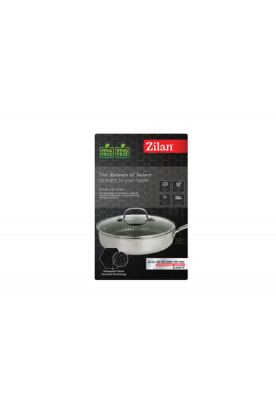 Zilan ZLN9679 deep frying pan, Triply, stainless steel, 26cm, lid, premium no...