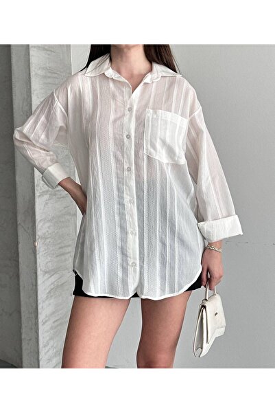 Gül Maison Women's Oversized Shirt Cotton Viscose Relaxed Fit Summer Stylish ...