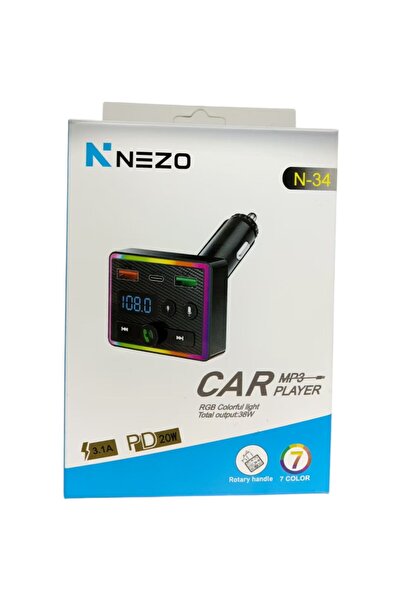 NEZO جهاز إرسال راديو FM بلوتوث للسيارة N-34 - شاحن سريع ثنائي USB بقوة 38 وا...