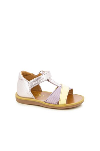 PETIT-ATELlER Girls Metallic Lilac Silver T Bar Sandal Yellow Lavender Straps...