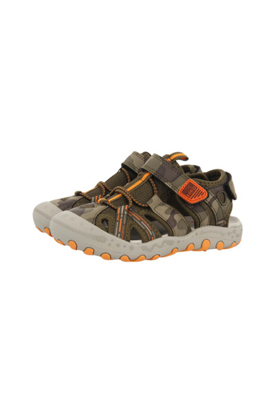 PETIT-ATELlER Boys Khaki Camo Mesh Sport Sandal Closed Toe Double Velcro Oran...