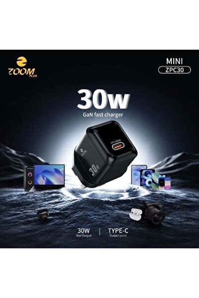 Zoom Plus شاحن سريع صغير بقوة 30 واط بتقنية GaN