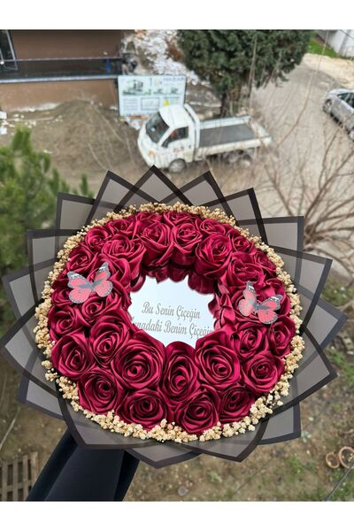 BUKET DÜNYASI ÇİFT KAT BÜYÜK BOY AYNALI LEDLİ CİPSOLU YAZILI SOLMAYAN GÜL BUK...