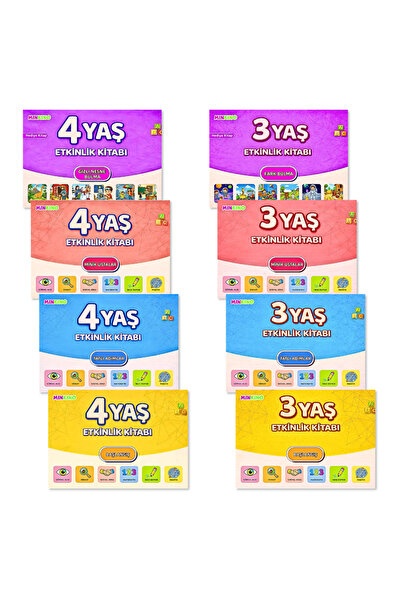 minkino 3-4 Yaş Eğitici Etkinlik Seti - 8 Kitap Bir Arada