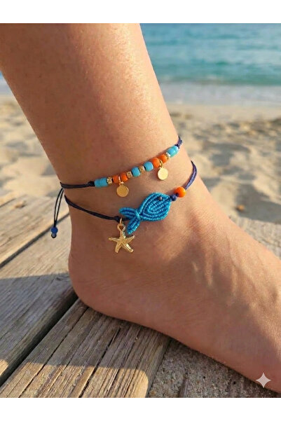 EL YAPIMI Set of Macramé Fish Anklet Bracelets