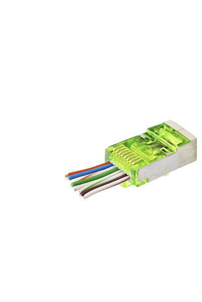 naque Cat6E Ez Rj45 Metal Connector 100 Pieces Plastic Box - Green Nd2417