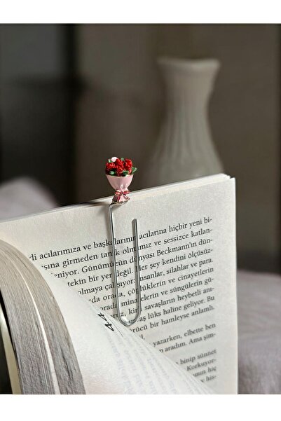 Rika Spolia & Co. Gül Buketi Kırmızı Kitap Ayracı (Plastik değildir, minelidir.)