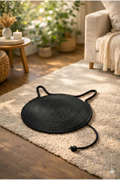 Naspar سجادة خدش للقطط مصنوعة يدويًا من قطن خيطًا - سرير قطط محبوك طبيعيًا بي...
