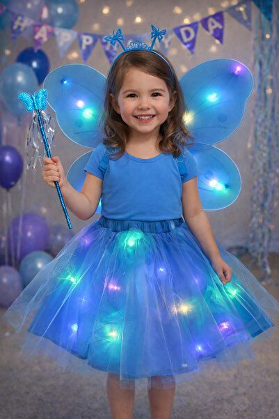 cugy parti malzemeleri مجموعة أزياء الجنية ذات الأجنحة الفراشية المضيئة بتقني...