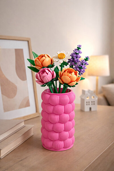 bycaeldesign Bubble Modern Kabartmalı Dekoratif Vazo – Minimal Masa Üstü Çiçe...