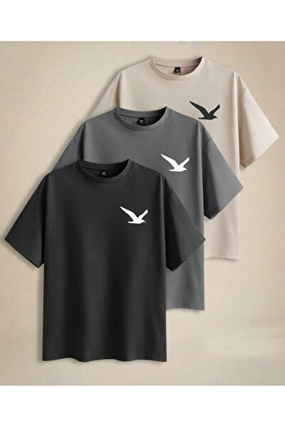 SUNFREE GEOMETRIJSKA PTICA B Štampano PAKET OD 3 BEŽ-ANTRACIT-CRNE O Oversize...