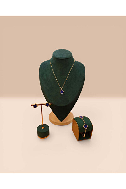 LYNORO Set Van Luxy Albastru Damă Placat cu Aur 18K Colier+Brățară+Cercei