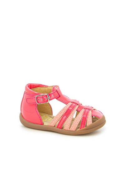 PETIT-ATELlER Girls Neon Pink Patent Fisherman Sandal Mixed Floral Strap Buck...