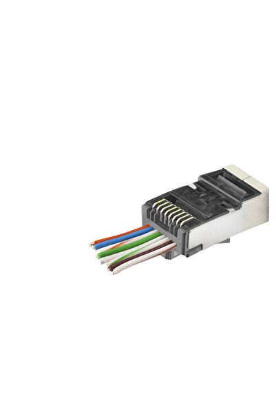 naque Cat6E Ez Rj45 Metal Connector 100 Pieces Plastic Box - Black Nd2418