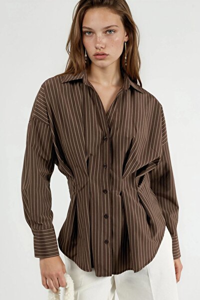 Hiccup Qu Style Striped Waist-Fitted Shirt
