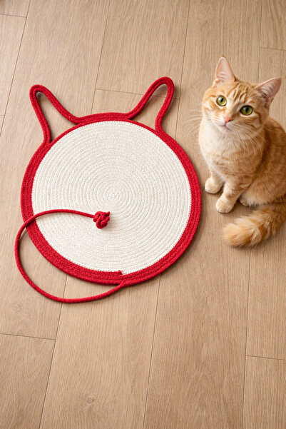 Naspar سجادة خدش للقطط مصنوعة يدويًا من قطن خيطًا - سرير قطط محبوك طبيعيًا بي...