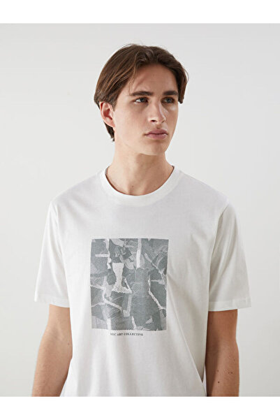 LC Waikiki Rmz Gi̇yi̇m Farkiyla Zero Roba Collar Printed Men's T-Shirt