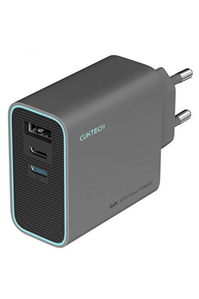 Cuktech Incarcator Retea Cuktech, 65W, 3A, 1 x USB-A - 2 x USB-C, Gri CUKAD65...