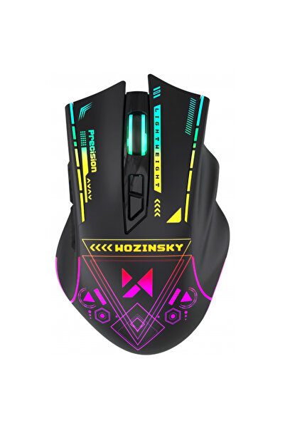 WZK Mouse Gaming Wireless WMGB-3200, 3200DPI, RGB, Negru