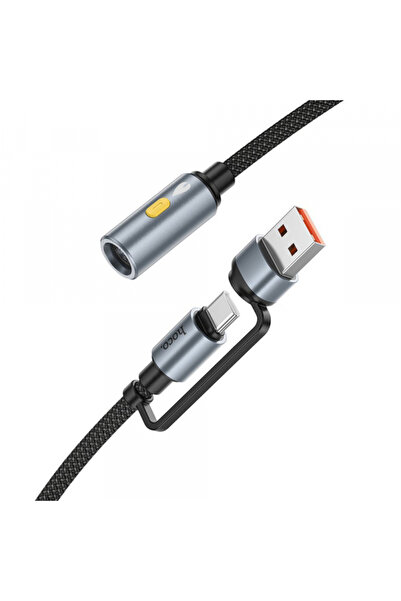 Hoco UA38B Electric Cigarette Lighter, USB-C / USB-A, 0.3m, Black