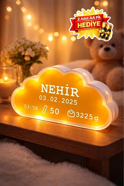 ProLaz Bebeğe Özel Gece Lambası Doğum Panosu İsme, Boya, Kilo ve Doğum Tarihi...