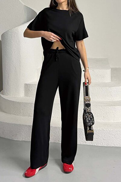 XXL BUTİK Women's Black Modal Fabric Double Set – L Stretch Fabric E Stretchy...