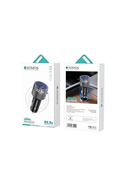 ADMOS AM8004 52W Car Charger With Two Type-C Fast Ports And USB Input