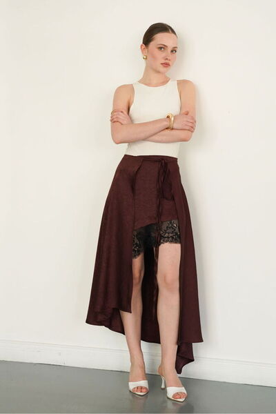 Lady Pixie Lace Detailled Satin Fabric