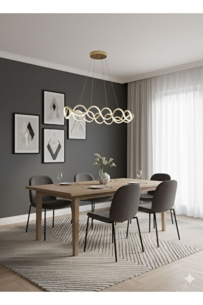 IŞILTI SAHRA YEMEK MASASI LEDLİ SARKIT AVİZE