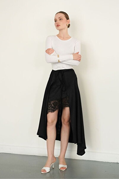 Lady Pixie Lace Detailled Satin Fabric