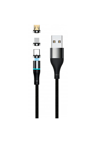 Setty Cablu Incarcare USB-A - Lightning / microUSB / USB-C Magnetic 3in1, 10W...