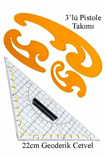 Artlantis Geoderik Üçgen Cetvel 22cm ve Pistole Cetvel Takımı 1 Adet Geoder M...
