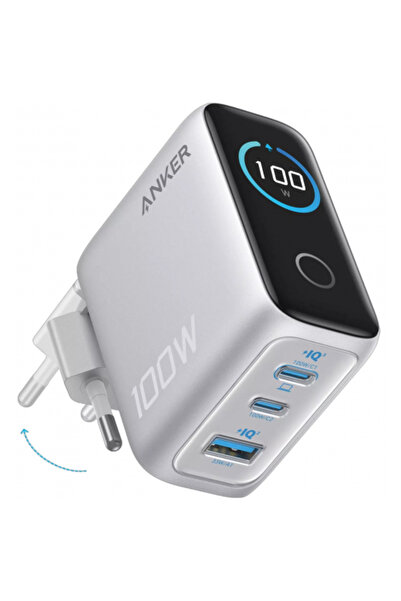 Anker Incarcator Retea Cu Cablu USB-C Smart Display, 100W, 5A, 1 x USB-A - 2 ...