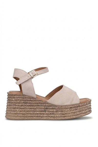 Ayakkabı Fuarı Elit Zyn4071 Women Genuine Leather Wedge Heel Sandals Beige