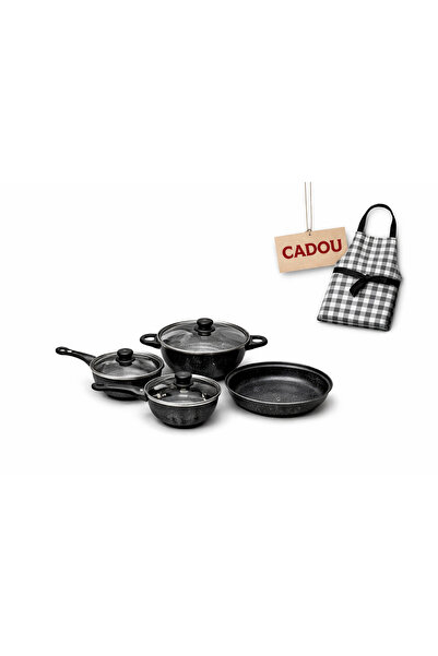 OEM Kitchen Set, 4 Pieces + 3 Glass Lids, Kitchen Apron Gift