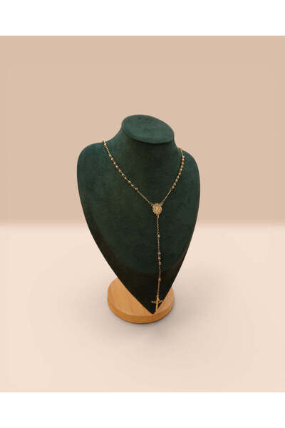 LYNORO Colier Rozariu Maica Domnului Damă/Bărbați Placat cu Aur 18K