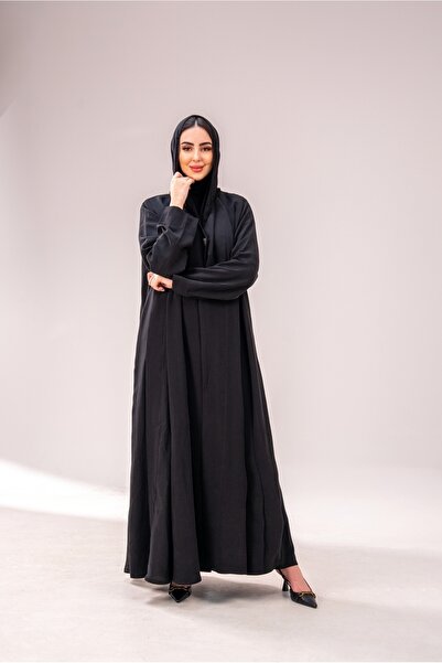ABAYA Formal Silk - formal black color, formal cut with button embellishment
