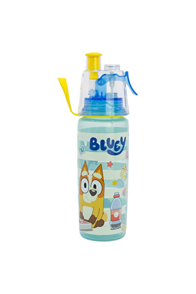 bluey Sticlă de apă din plastic cu pulverizator, 575 ml albastră