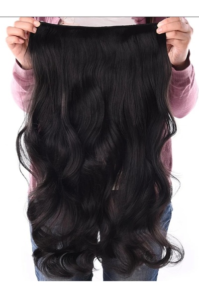 AKOLİFE Vip Seri Koyu Kahve Yarımay Postiş Çıt çıt Takma Saç 60-65cm Ekstra Y...