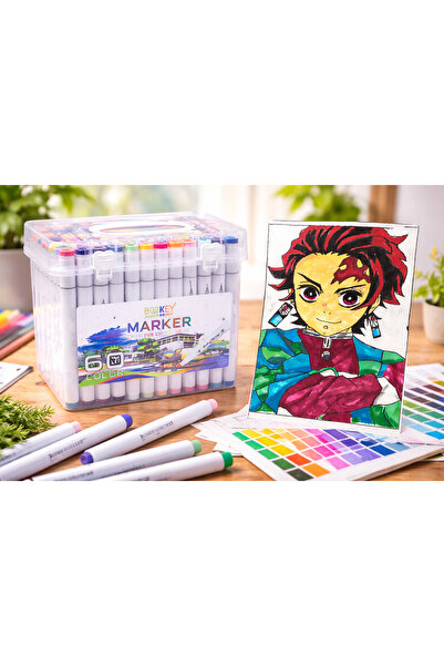 BOOKEY Professional Marker Set for Drawing and Coloring – 60 Vibrant Colors