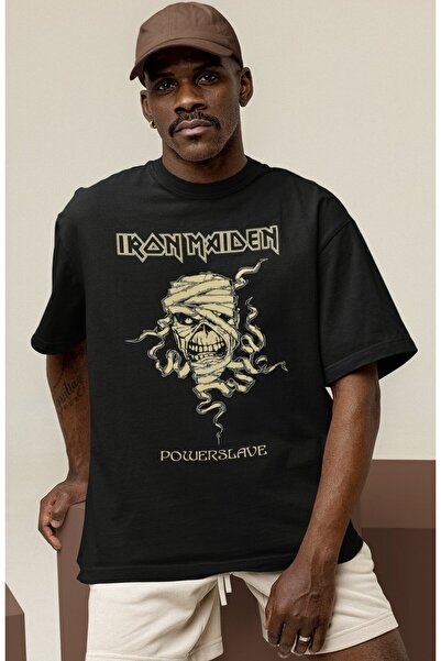SEVBANO Tricou oversize unisex cu imprimeu Iron Maiden Powerslave Rock Metal ...