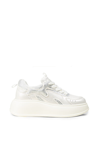 Deery Women's White Stone Detailed Platform Sneakers
