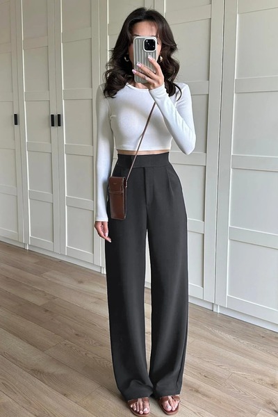 BARLİZ Women's Palazzo Fabric Trousers