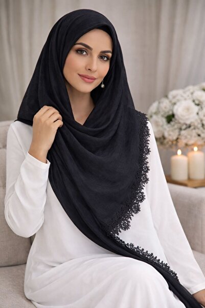 Veil Designer Turkish veil with crochet work and Japanese fabric on both ends...